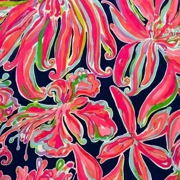 Lilly Pulitzer JACKIE SHIFT SILK DRESS Resort Navy Banana Flambe Size XS Resort - Picture 3 of 11